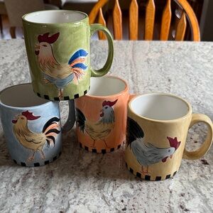 Rooster Ceramic Coffee Mug Set